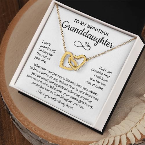 To My Granddaughter Necklace - Interlocking Heart Necklace For Granddaughter Gifts From Grandma Or Grandpa, Jewelry Gifts For Birthday, Graduation 6