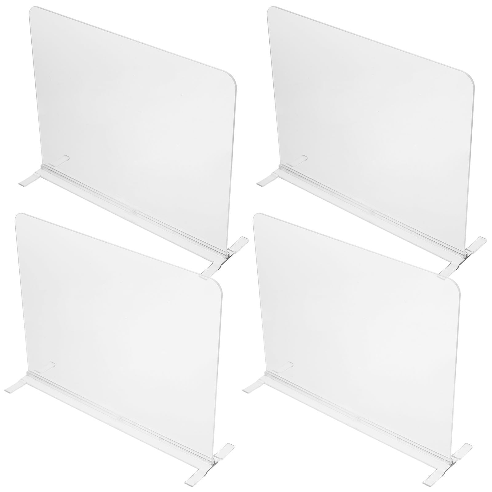 Divisores de Estantería Acrílico Transparente 4 Piezas Organizador para Armario Flexible y Desmontable Adecuado para Dormitorio y Tiendas de Conveniencia