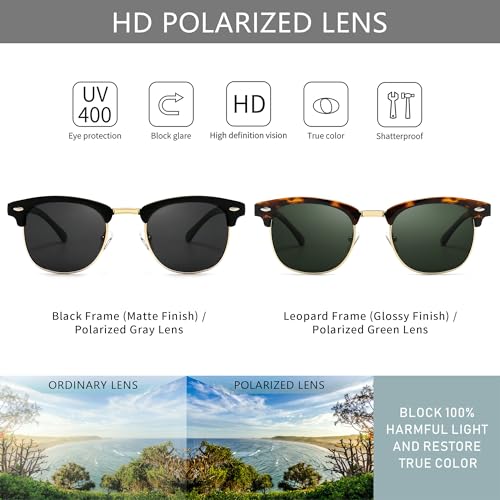 Image of SUNGAIT Polarized Sunglasses for Men and Women, Classic Half-Frame Retro Shades for Driving, Travel, and Outdoor Activities