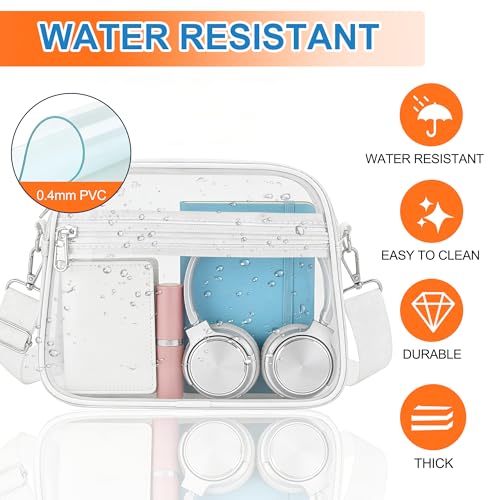 Image of Clear Bag for Stadium Events - Stadium Approved Small Mini Clear Purse, Women's Top-Handle Handbags for Sports Concerts