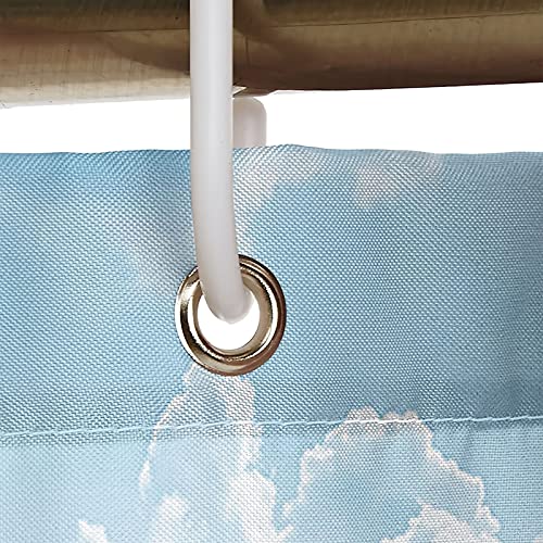 Rideau de douche 120x180cm polyester bleu blanc ciel et mer imperméable - 3