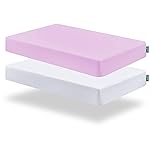 Biloban Pack and Play Sheets Fitted, 2 Pack Pack and Play Sheet Fits for Graco Pack n Play Mattress, Neutral Playard Sheets for Baby Boys and Girl, White & Violet