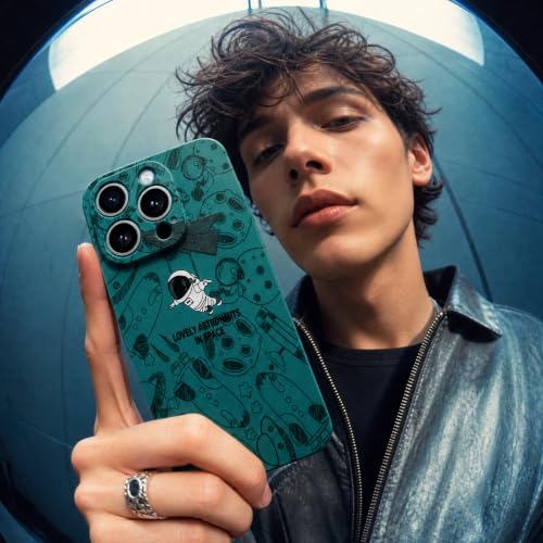 Image of Cosmic Silicone Astronaut Case for iPhone 12 Pro Max, Cute Soft Touch Designer Protective Cover, AstroShield Shockproof Defense with Matte Anti-Slip Grip | Lunar Mint