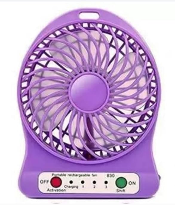 4Inch Multi Functional Rechargeable Battery USB Mini Fan Portable Comfort with 3 Speed Level (Multicolored) - GC121676-image-35