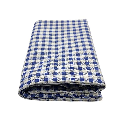 ギンガムチェック ?麻 クッションカバー 日式 座布団カバー リンネット 抱き枕カバー (75x75cm, ブルー)
