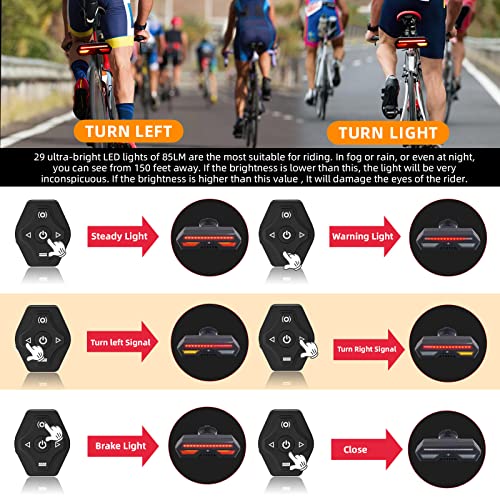 Panapo Bike Tail Light With Turn Signals-Wireless Remote Control Waterproof Bicycle Taillight-Usb Rechargeable Ultra Bright Safety Warning Bike Brake Rear Lights-Easy Installation #TOP1