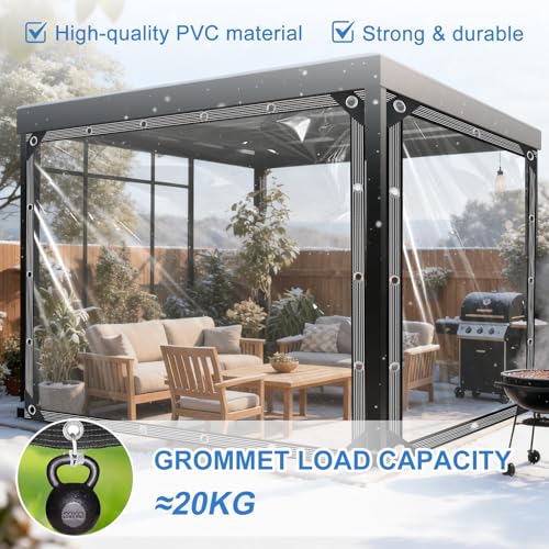 Image of Clear Tarps Heavy Duty Waterproof - 12x16ft Clear Tarps with Grommets - 14mil Thickened Transparent Plastic Vinyl Tarp for Patio Porches Greenhouse Chicken Coop Cover, with Fixed Accessories