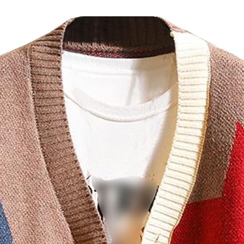 Men Shawl Collar Colorful Knit Cardigan Buttons Shawl Collar Knit Sweater Color Block Shawl Collar Cardigan Sweater2