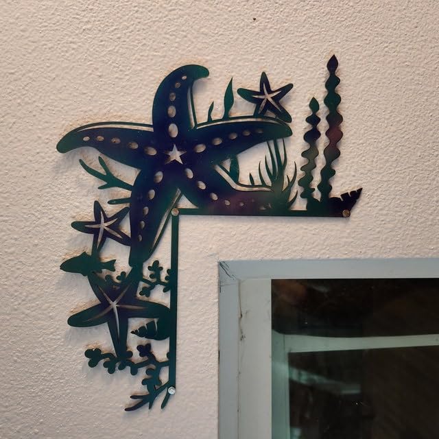 2024 Sea Turtle Door Frame Decoration Metal Turtle Door Sitter Wall Art Decor Corner Sign with Double Sided Silhouette, Window Mirror Door Frame