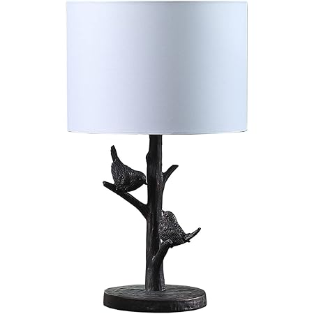 ORE HBL2621 Sparrow Birds On A Tree Polyresin Table Lamp, 18", Bronze, Antique Bronze
