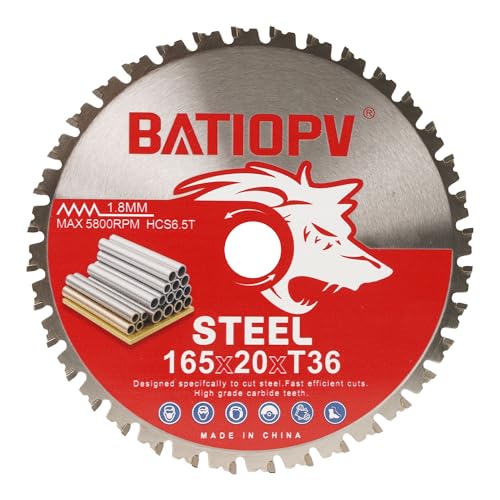 BATIOPV Kreissägeblatt 165 x 20 mm Für Metall, Stahl & Aluminium – Metall Sägeblatt 165x20 aus hochwertigem Hartmetall, mit Bosch, Makita, Einhell & mehr – Präzise & langlebig