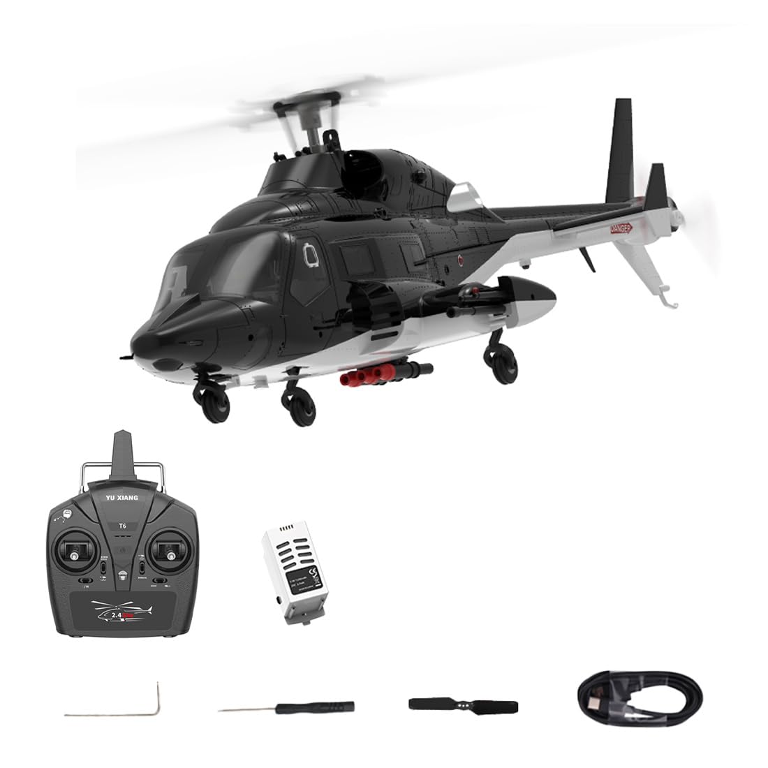 NULA YUXIANG F02 Air-Wolf RC Hubschrauber, 6CH Brushless 1:34 Helikopter | Mit 6-Achsen-Gyro, Optischer Positionierung, Höhenhaltung, Rückenflug Per Knopfdruck – RTR / 1 Akku