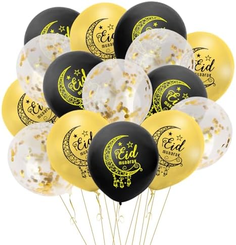 Lot de 15 ballons en latex avec confettis dorés et noirs - Ballon...