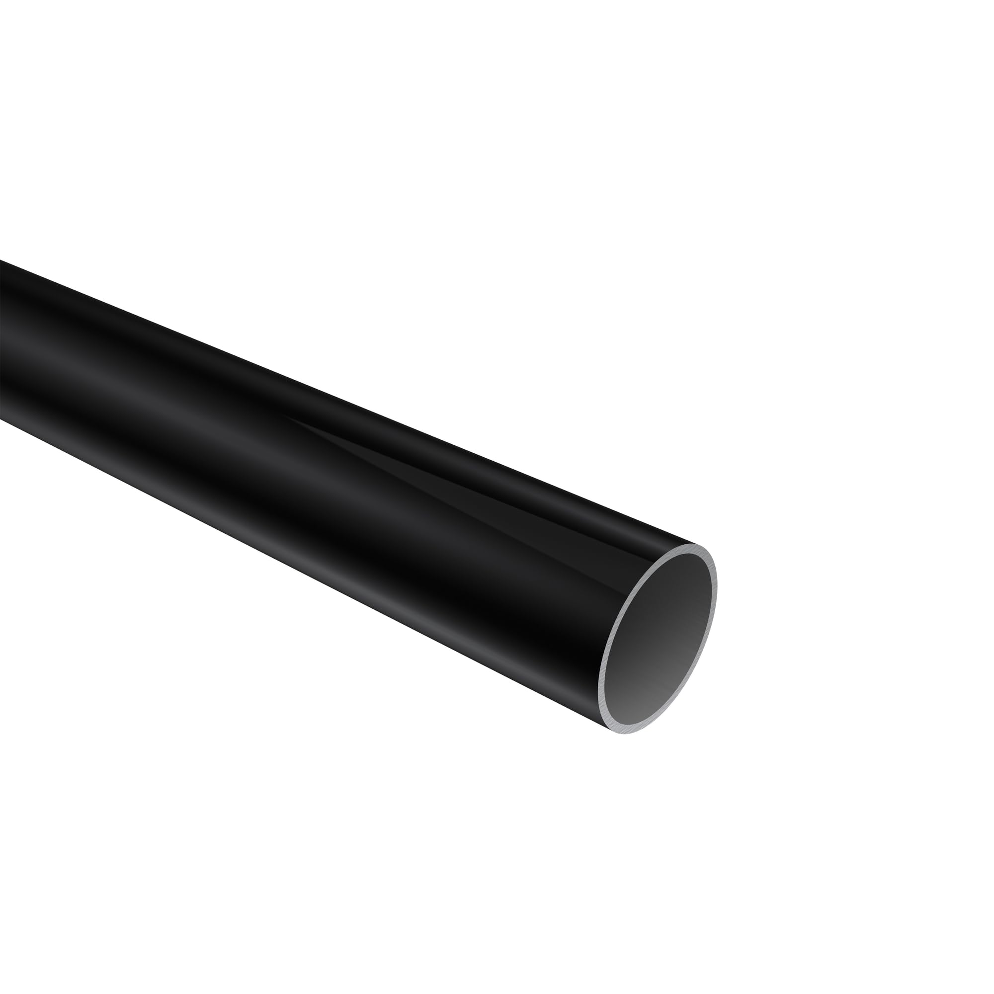 INTERDECO Gardinenstange 20 mm 1-läufig Schwarz 180 cm | aus Metall, für Deckenmontage, Endstück Elanto (Rillenzylinder), ohne Ringe, kürzbar, Traglast bis 6 kg, Modern