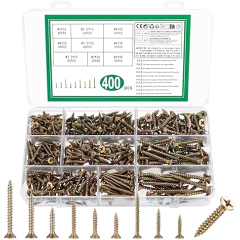 400 Pcs Wood Screws Assortment Set Cover
