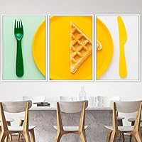 3 Piece Framed Canvas Wall Art Colorful Waffle Canvas Prints Home Artwork Decoration for Living Room,Bedroom - 16