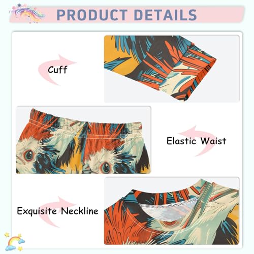 Pajama Sets Long Sleeve Bold Colorful Secretary Birds Soft Comfy Sleepwear 2 Piece PJS 3-8T4