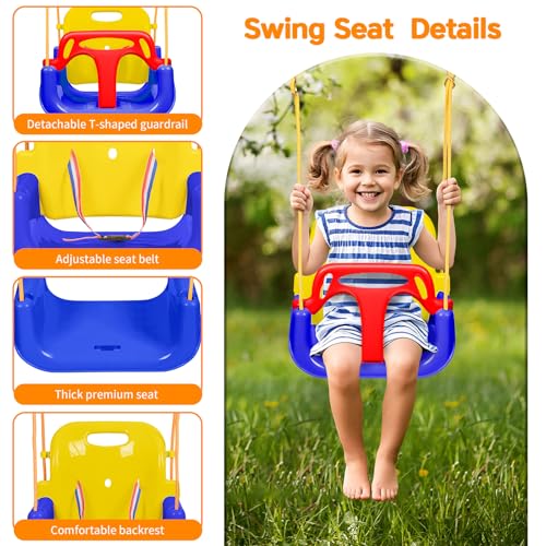 Image of 4 in 1 Toddler Swing Set & Baby Jumper, Foldable Swing Set for Backyard