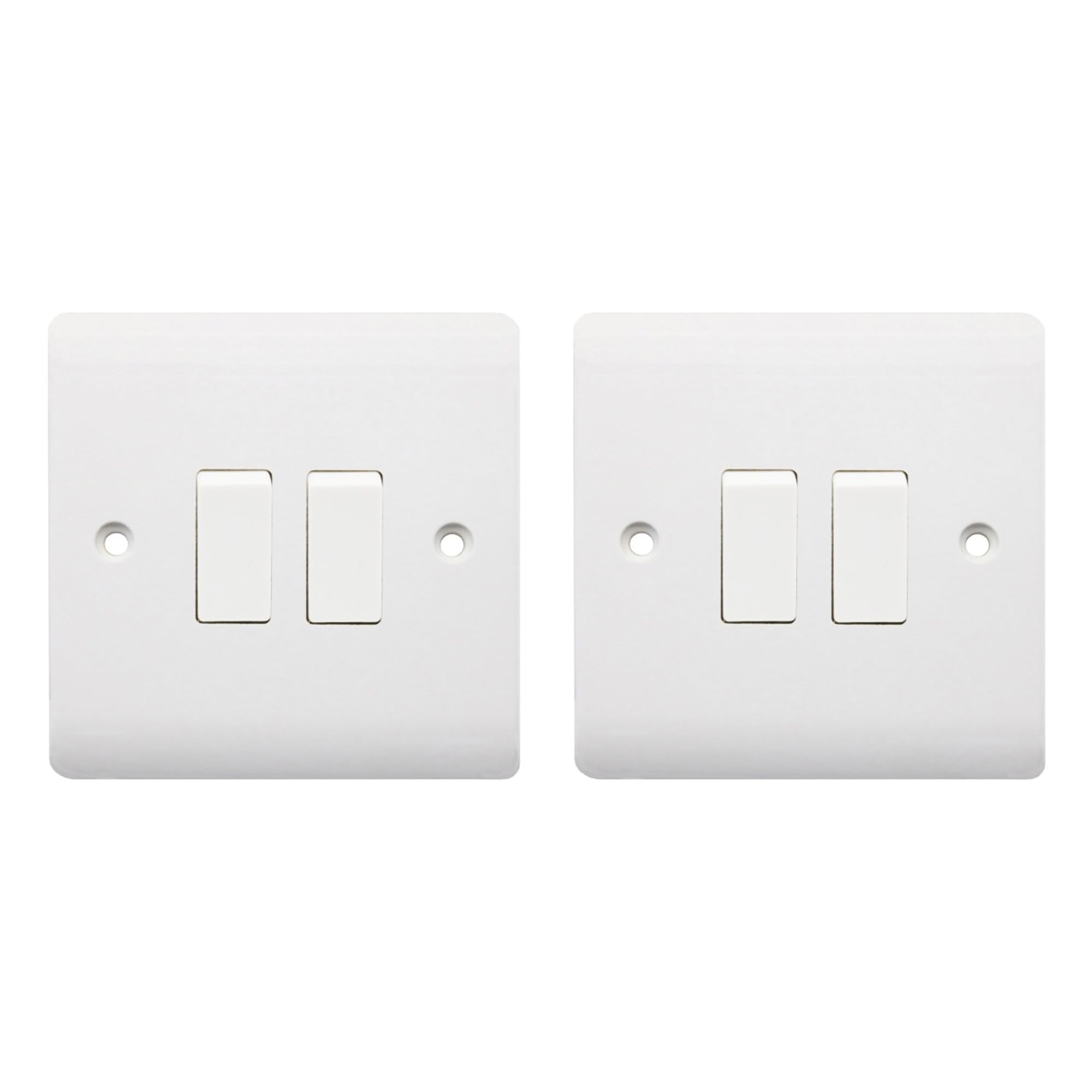 Securlec 2 Way 2 Gang Light Switch, Round Edge, Durable, Dual Control, Lightweight, Compact, Easy Installation, Ideal for Homes, Offices, Hotels & Shops (Pack of 2)