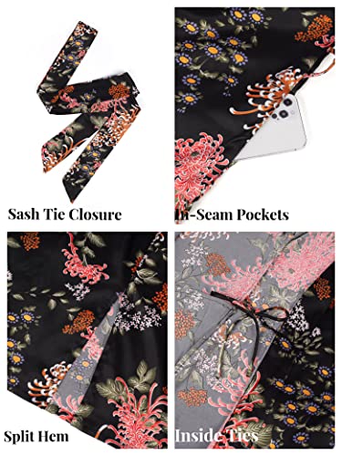 Image of Applesauce - 808V - Plus Size Women's Kimono Long Robe - Vintage Floral (One-Size fits most US 1X 2X 3X)