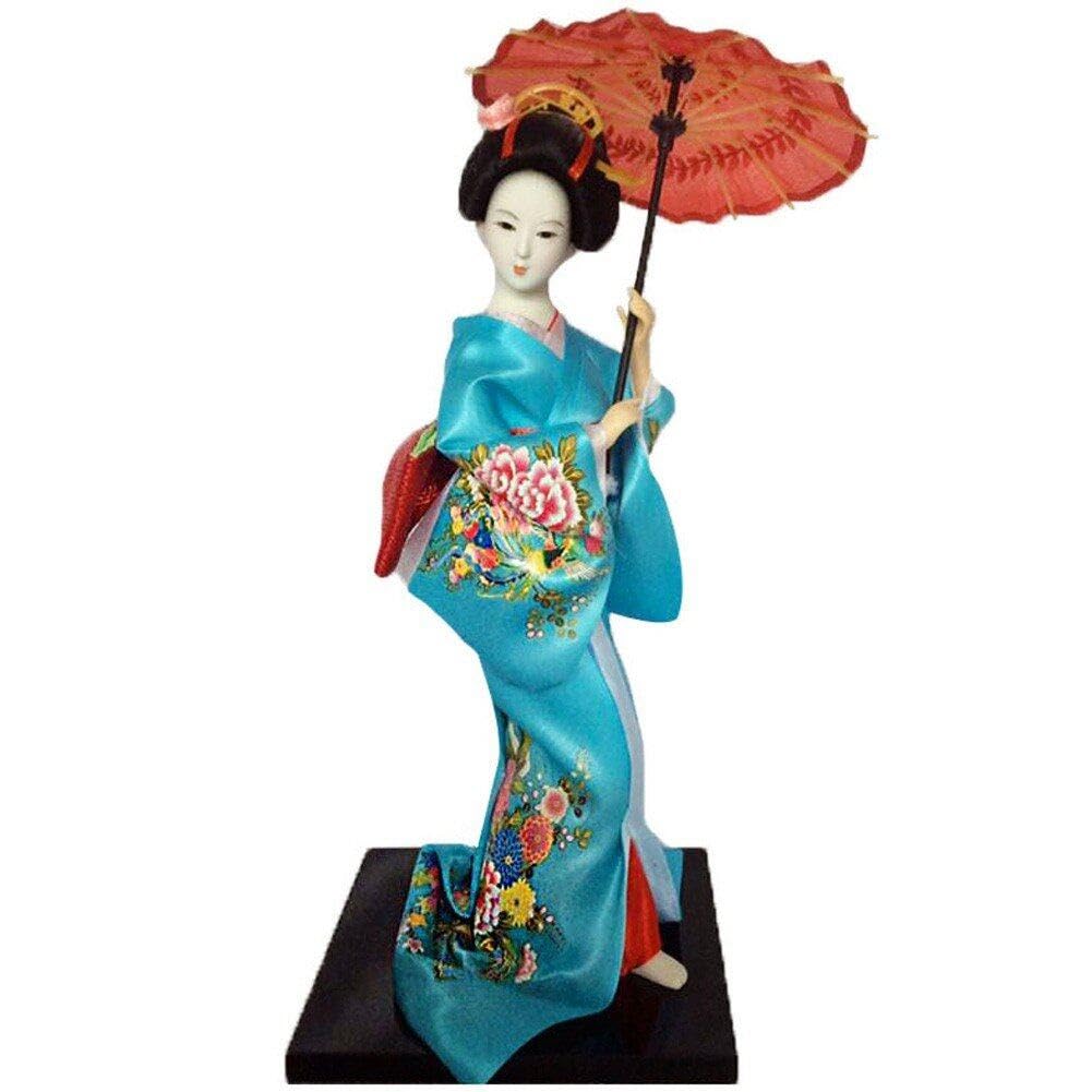 Glixoft Japanese Kimono Geisha Statue Traditional Maiko Figurine Asian Ornament Oriental Lady Statue for Desktop Decor
