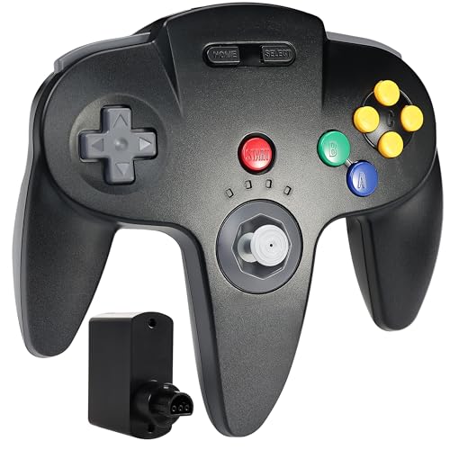 Wireless N64 Controller Made for N64 Console, 2.4 GHz Receiver, Black