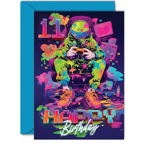 Giftzie Geburtstagskarte zum 11. Geburtstag für Mädchen und Jungen, Videospieler-Spiel, Happy 11 Birthday Card für Sohn, Tochter, Neffe, Nichte, Enkel, 12,7 x 17,8 cm, elf Geburtstag