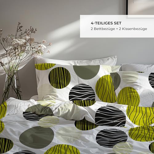 Parure de lit 135x200 coton doux comprenant 2 housses de couette et 2 taies 80x80