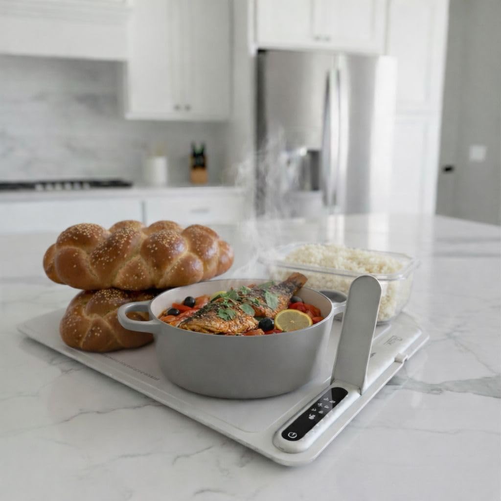 Plata 2.0 CELOX - Piastra riscaldante 500 W, arrotolabile e portatile, 6 posizioni da 60 a 120 °C, silicone flessibile, utilizzabile su timer, non si riaccende automaticamente, 60 x 40 cm + borsa.