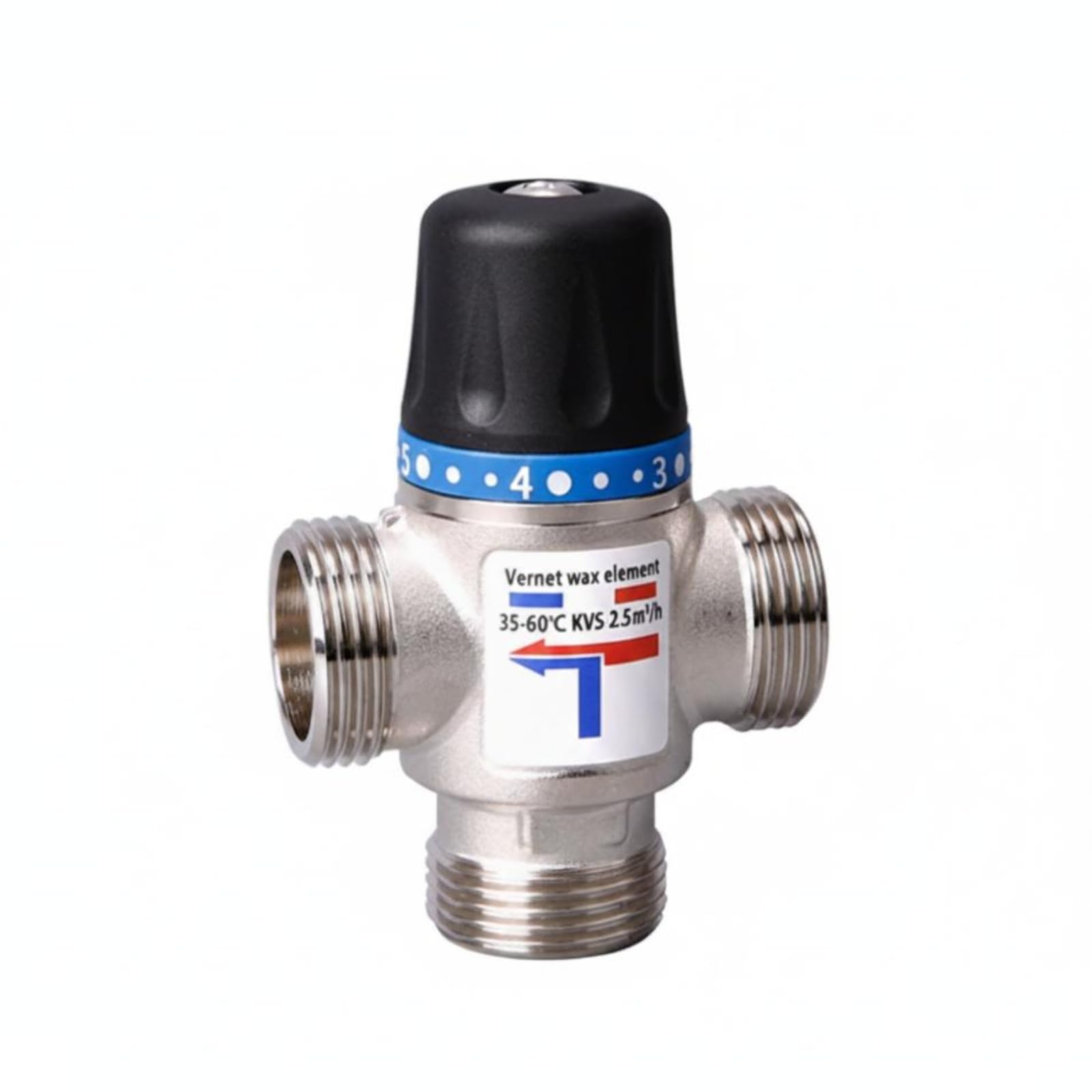 Valvola di Controllo Della Temperatura Valvola Termostatica Miscelatore Termostatico Unità di Miscelazione in Ottone CW617N Corpo Compatto a T Adatta, DN20 35-60℃
