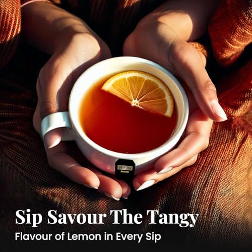 Image of Twinings Lemon Tea, 25 Tea Bags, Premium Black Tea With Lemon, Light Strength, Light & Zesty Flavour, Rich in Anti-oxidants, Caffeine-Free, Made With Finest Ingredients, Enjoy a Hot Cup of Tea
