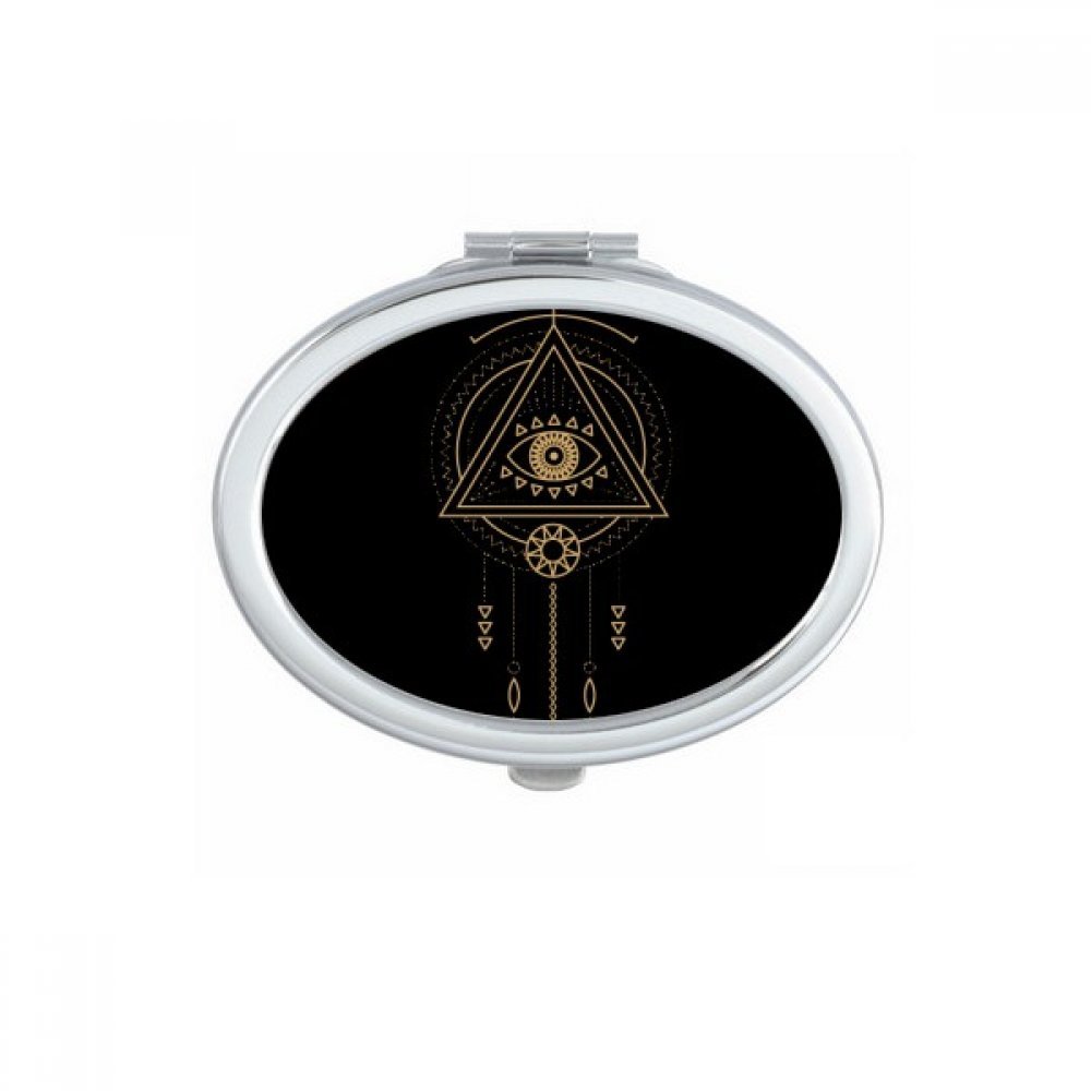Miroir compact de poche ovale pour retouches express au bureau et en voyage motif multicolor