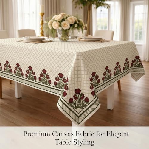 Image of STITCHNEST 'Tavola Luxe Series' Dining Table Cover 54x78 Inches | 4 Seater - 6 Seater Rectangular Dining Table Cover | Premium Fabric, Washable & Colour Fast