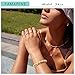 FAMARINE 14K Gold Plated Chunky Bangle Bracelet, Stretchable Elastic Bracelet for Women Men