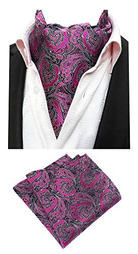 MOHSLEE Men Party Floral Silk Suit Cravat Tie Woven Ascot Pocket Square 2Pcs Set