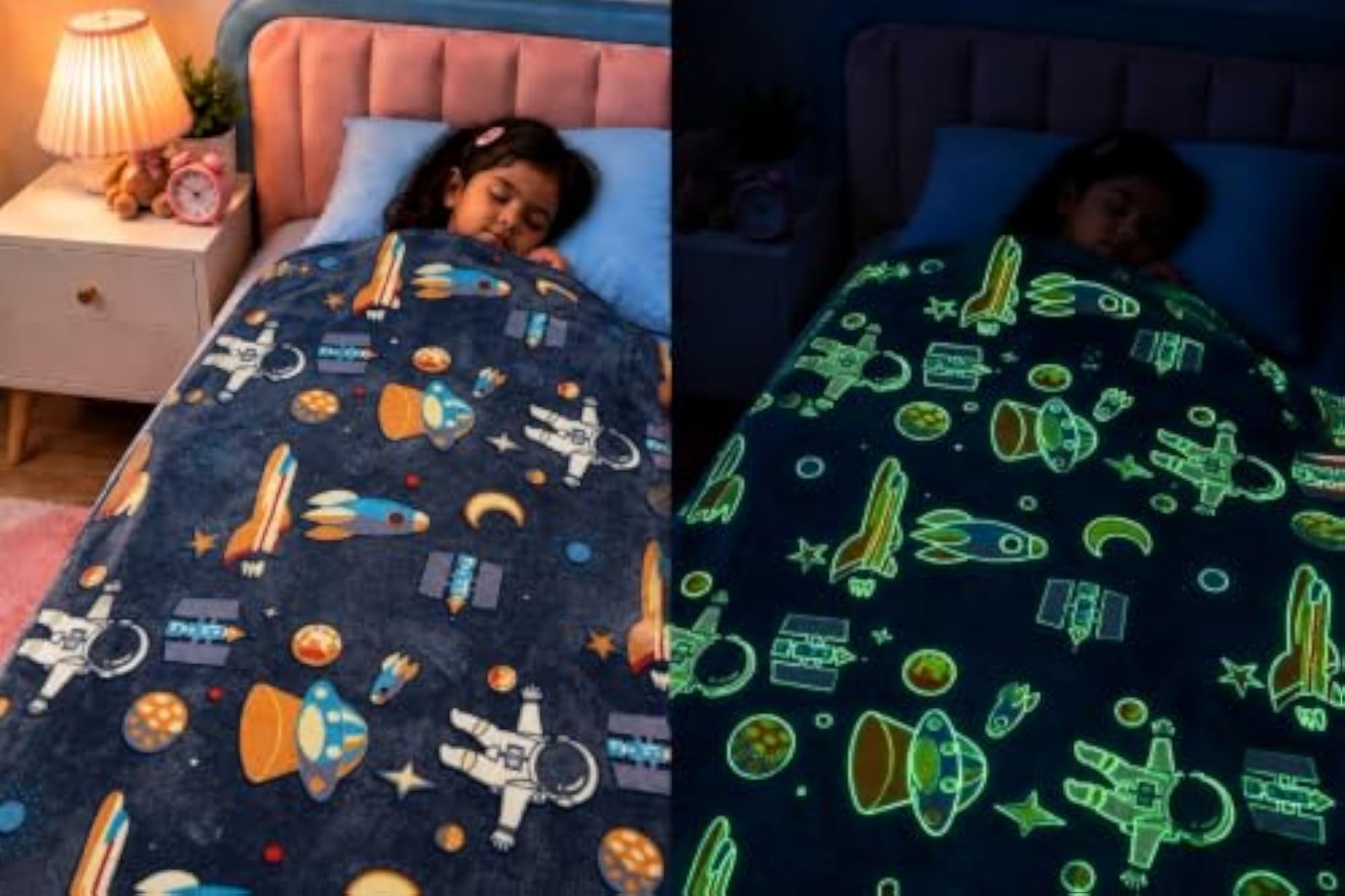 Glow in The Dark Kids Blanket, Soft Flannel