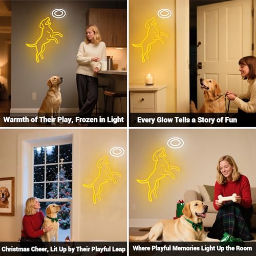 Image of Dog Frisbee Neon Sign for Wall Decor, Golden Retriever LED Neon Sign Light for Living Room, Ideal Funny Gift for Dog Moms lovers, Pet Lovers (Yellow Retriever)