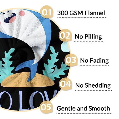 Personalized Shark Blanket Gifts with Name - 50"x60" Cute Throw Blanket for Boys - Black Soft Fuzzy Blankets for Bed, Couch & Living Room