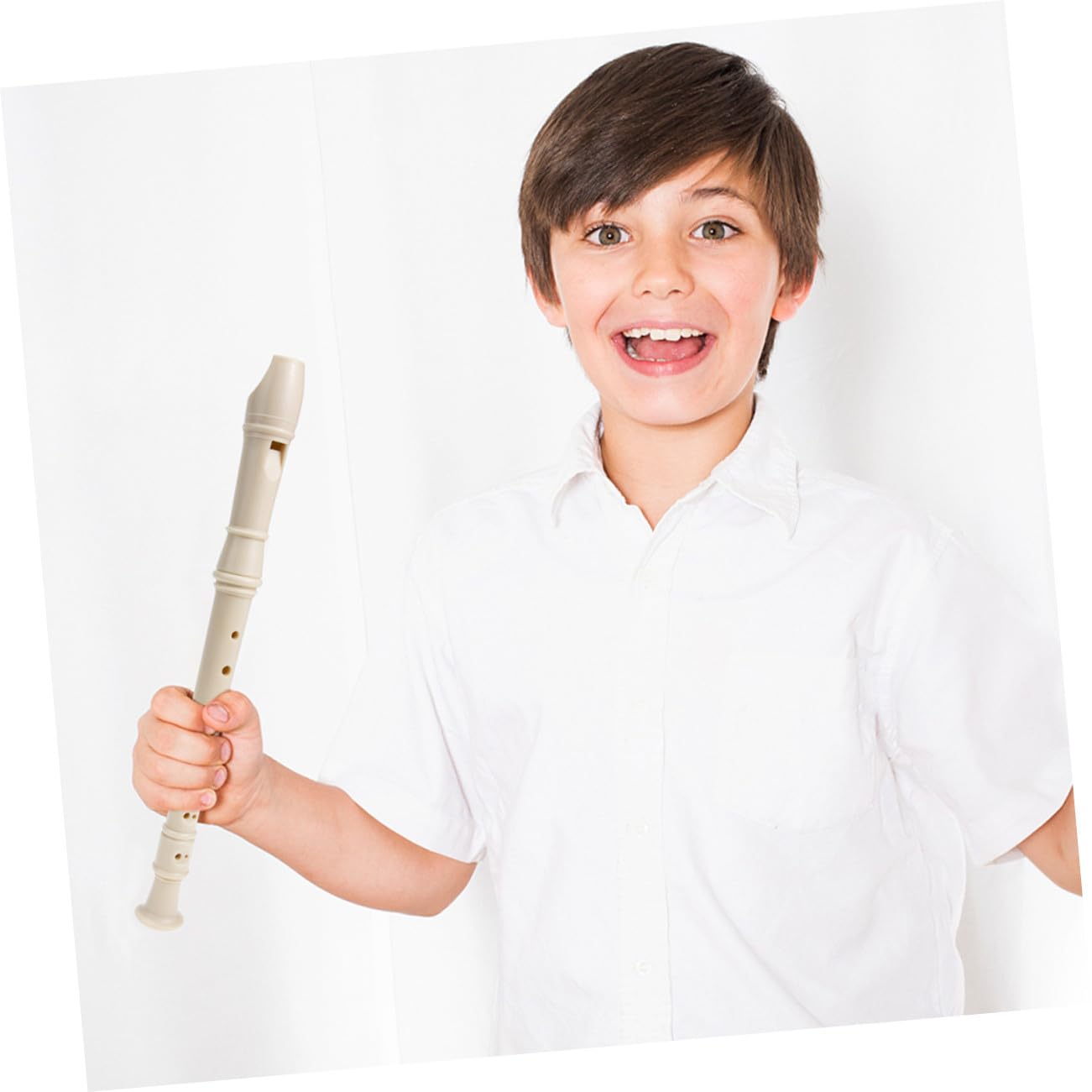 Clarinete Infantil de 8 Agujeros Beige de Resina, 1 Set | Instrumento Musical para Niños y Principiantes, Superficie Lisa sin Rebabas, Decoracion Colegio