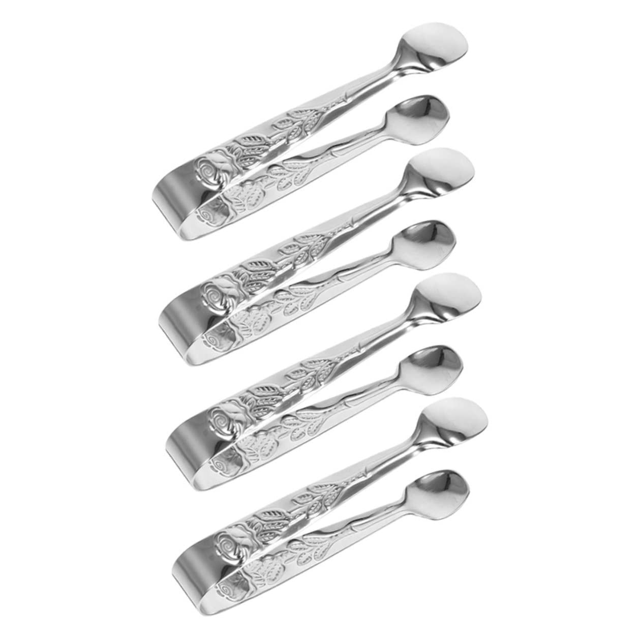 Unomor 4-piece Stainless Steel Tongs Ice Cube Tong for Kitchen Outdoor Events
