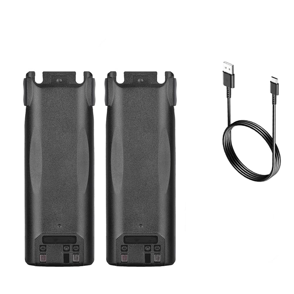 BAOFENG Two Way Radio Extended Li-ion Battery 7.4V 3800mAh BL-8 with Type C Charging Cable Compatible with uv-82 UV-82GHp UV-82-8W Radio(2 Battery+1 Cable)
