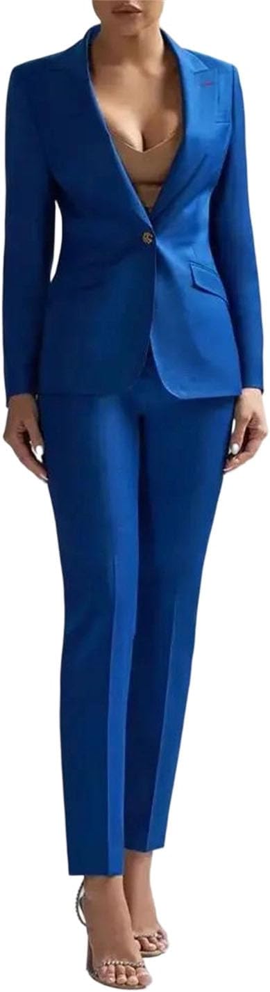 Women One Button Slim Blazer Pants Simple Business Banquet Office Daily Attire