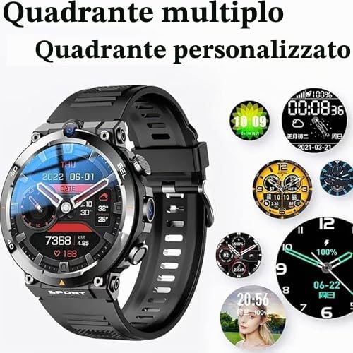 Smartwatch con supporto SIM 4G, doppia fotocamera, cardiofrequenzimetro, NFC per pagamenti contactless, design ultra sottile, ideale per il monitoraggio del fitness e l'uso quotidiano