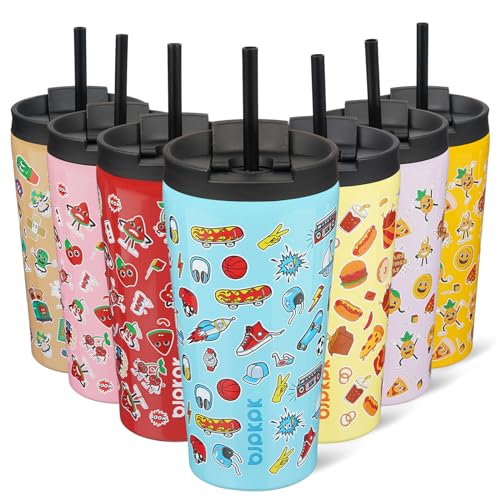 Image of BJPKPK 18 oz Coffee Tumbler with Straw, Insulated Stainless Steel Cup