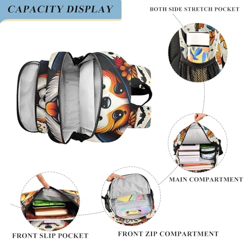 Kids Backpack for School, Lanterns Autumn Leaves Elementary Backpack, 17 Inch, Age 6-124