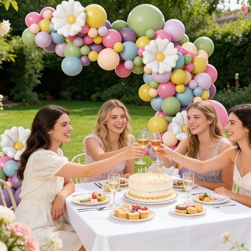 Kit d'arche de ballons vert sauge fleur rose violet pastel - 5