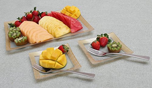 image for GAC Tempered Glass Tray Rectangular Glass Platter Break and Chip Resis