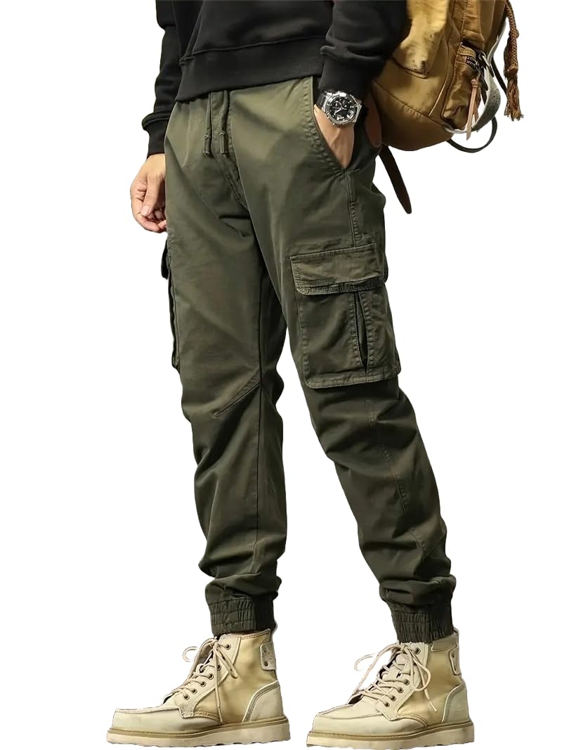 wesofint Men's Cotton Cargo Pants Multi-Pocket, Stretchable, Loose Fit, Comfortable Work Pants, Durable Trousers & Everyday Wear-CP-031-picture-49