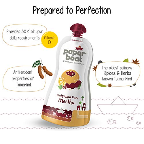 Image of Paper Boat Pani Puri Pellets, Ready to Fry, No Added Colours and Preservatives (400g) + Golgappa Pani Meetha, Ready to Drink or with Pani Puri, No Added Preservatives and Colours (Pack of 6, 200 ml)