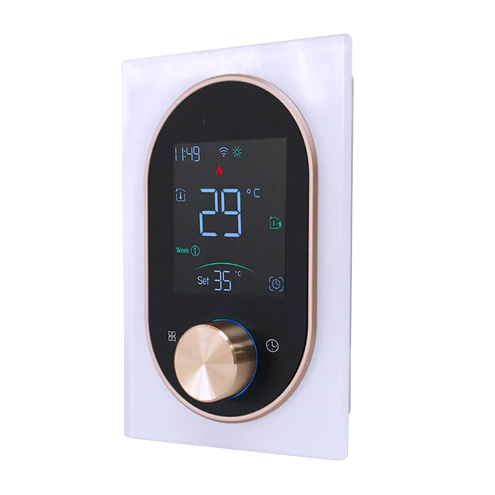 LiebeWH WiFi Inteligentny Termostat Pokojowy Wyświetlacz LED Tygodniowy Programowalny Elektryczny Sterownik Ogrzewania do Kontroli Domowej Aplikacji Mobilnej, Komputera PC, Materiału ABS (WHITE)
